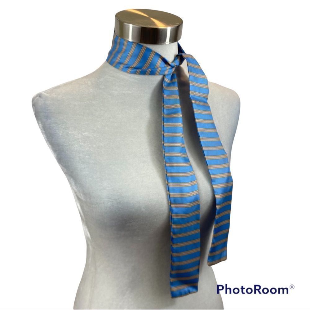 Ladies Symphony 100% Silk‎ Blue Striped Scarf